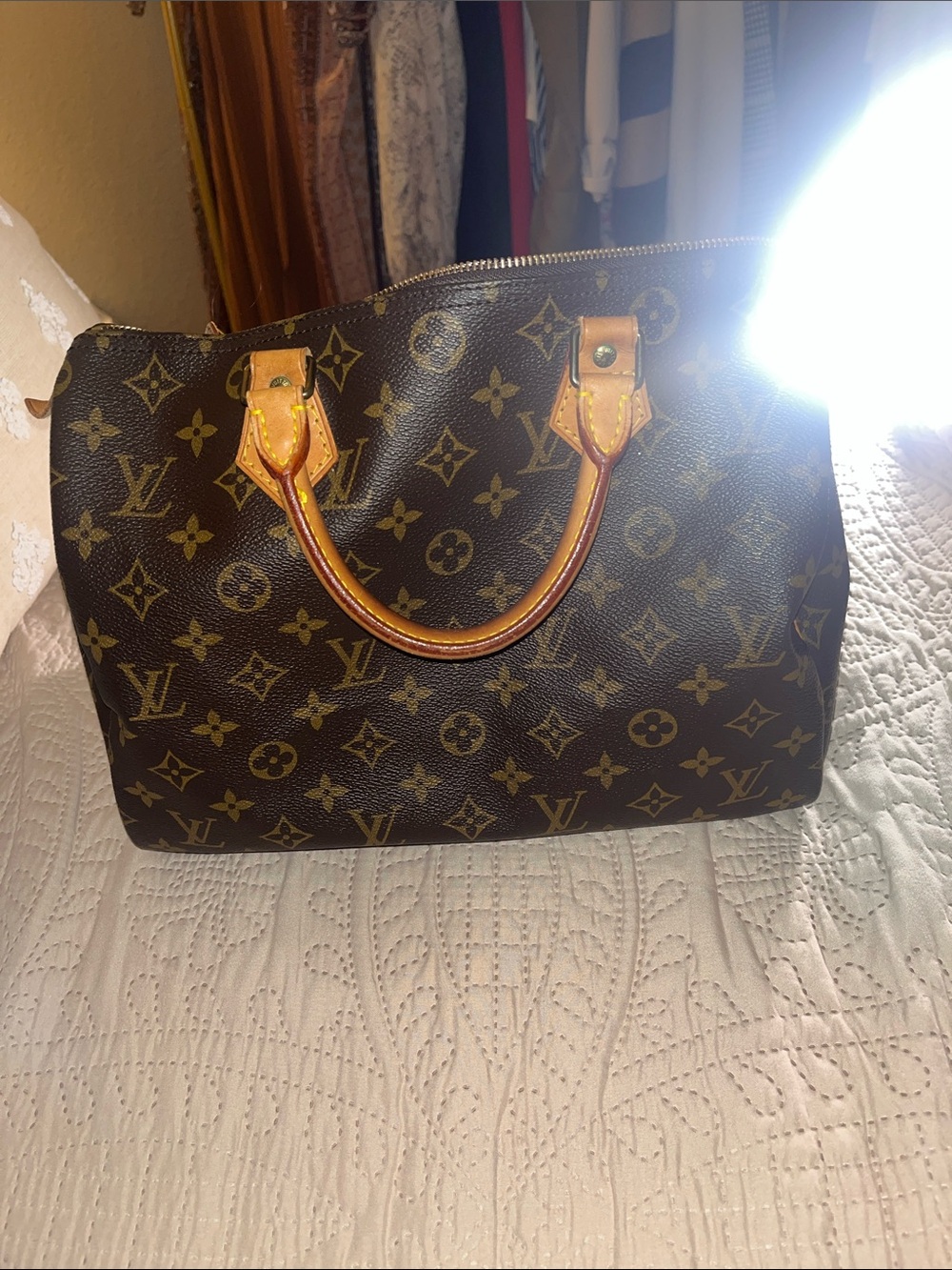 Vintage Louis Vuitton Monogram Canvas Satchel in Brown and Tan size 30